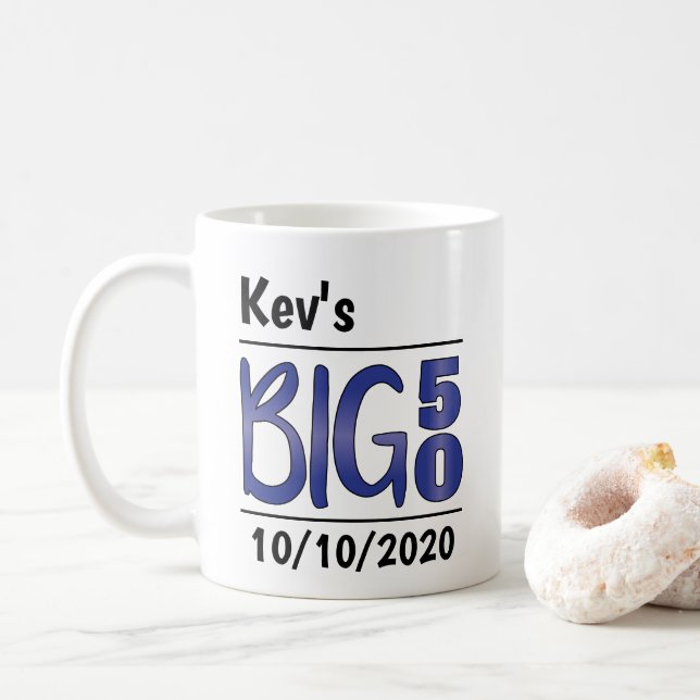 Taza De Café Mug "Big 50" masculino personalizado (Con donut)