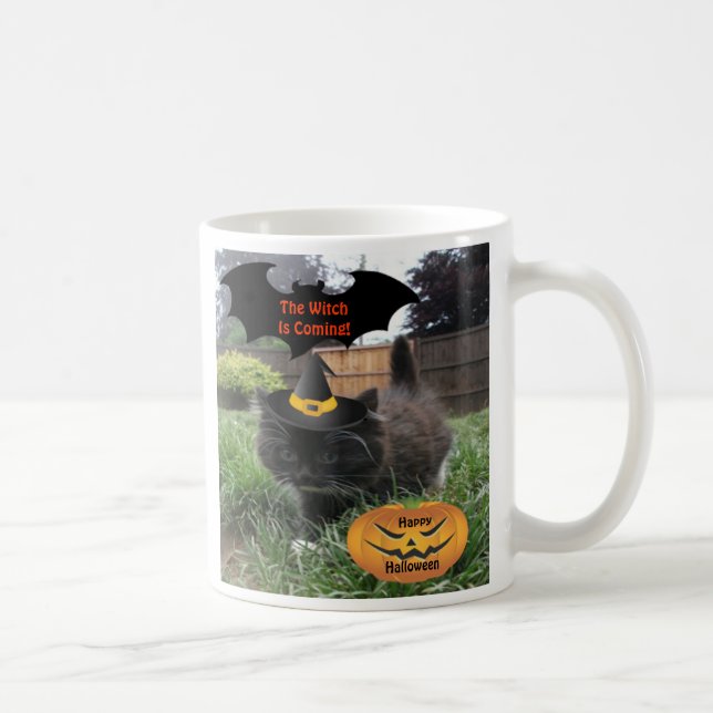 Taza De Café Mug Black Cat La Bruja Viene (Derecha)