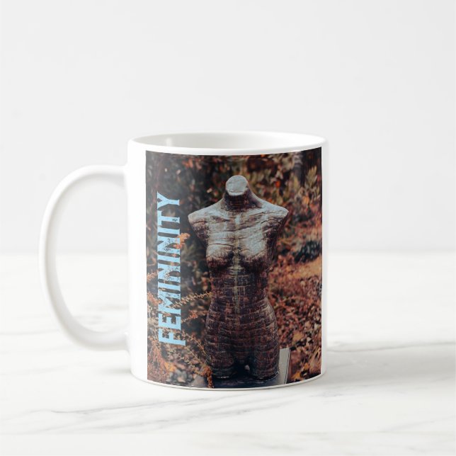 Taza De Café Mug blanca con fondo forestal de feminidad (Izquierda)