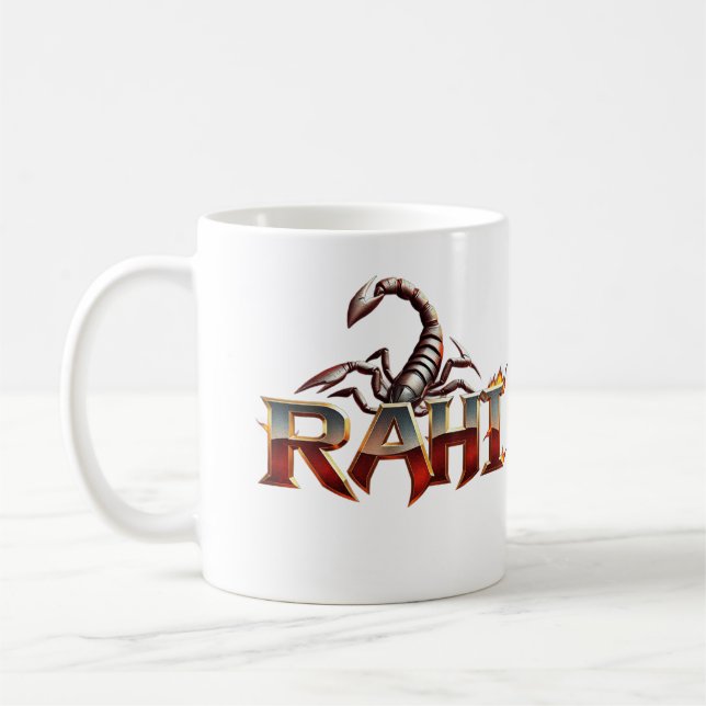 Taza De Café Mug blanca con un diseño de escorpión (Izquierda)