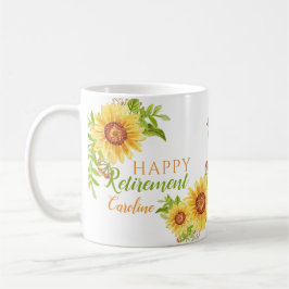 Taza De Café Mug blanca personalizada de Floral de retiro feliz