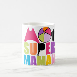 Taza De Café Mug blanco 325 ml mí Super Madre - Logotipo Rosado