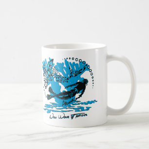 Taza De Café Mug blanco submarinista tiburón