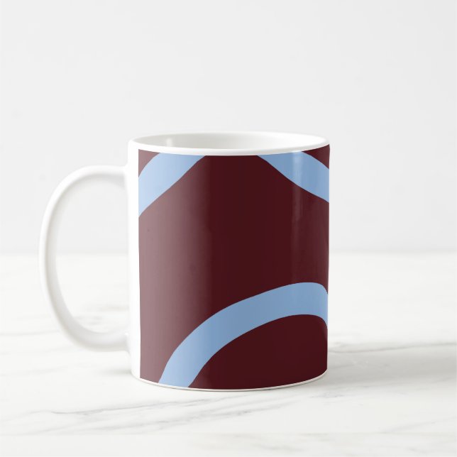 Taza De Café Mug – Blue Lines on Burgundy (Izquierda)