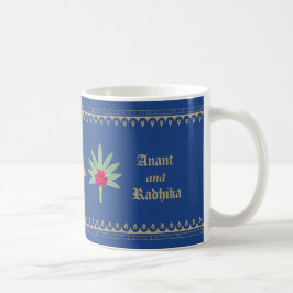 Taza De Café Mug Boda azul real con motivos indios