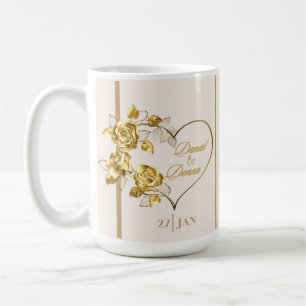 Taza De Café Mug Boda dorado personalizado