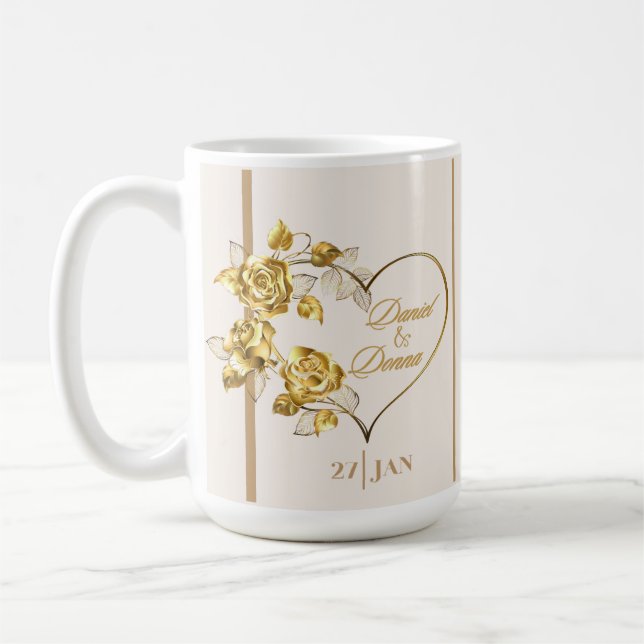 Taza De Café Mug Boda dorado personalizado (Izquierda)