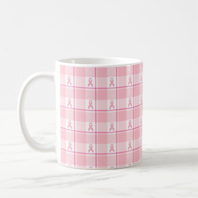 Taza De Café Mug Breast Cancer Awareness Plaid, Pink Ribbon (Izquierda)