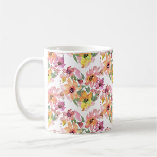 Taza De Café Mug cardíaca de flores, flores, flores silvestres 