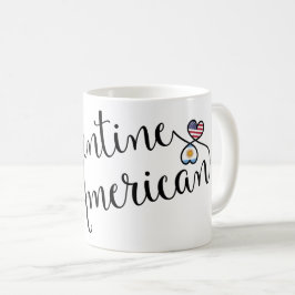 Taza De Café Mug cardíaca entrelazada argentina norteamericana