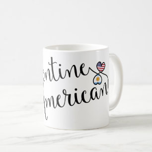 Taza De Café Mug cardíaca entrelazada argentina norteamericana