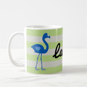 Taza De Café Mug cardíaco Flamingo personalizado (Blue-Neon)