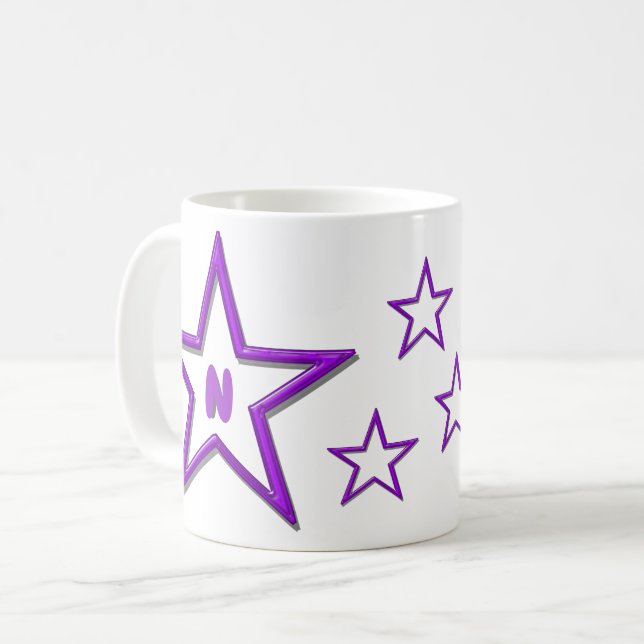 Taza De Café Mug - Carta con estrellas moradas (Anverso izquierdo)
