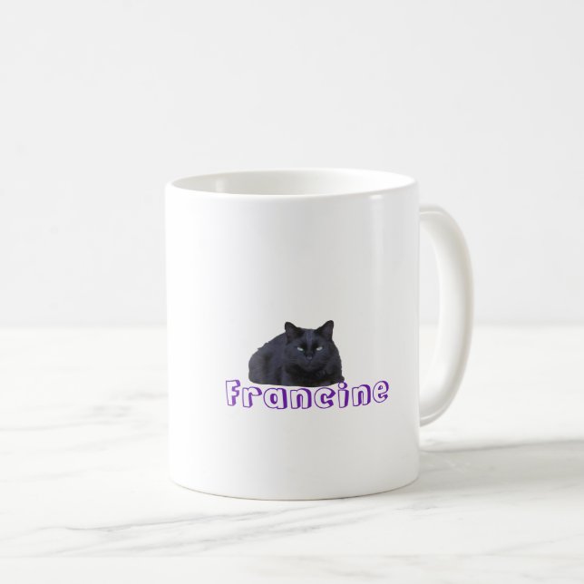 Taza De Café Mug - Carta con gato negro y nombre (Anverso derecho)