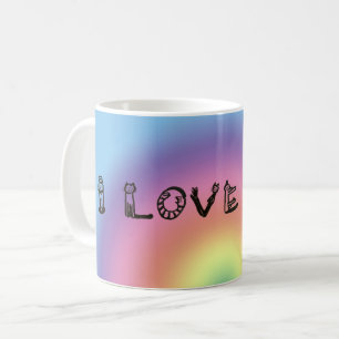 Taza De Café Mug - Cartas para gatos y arcoiris