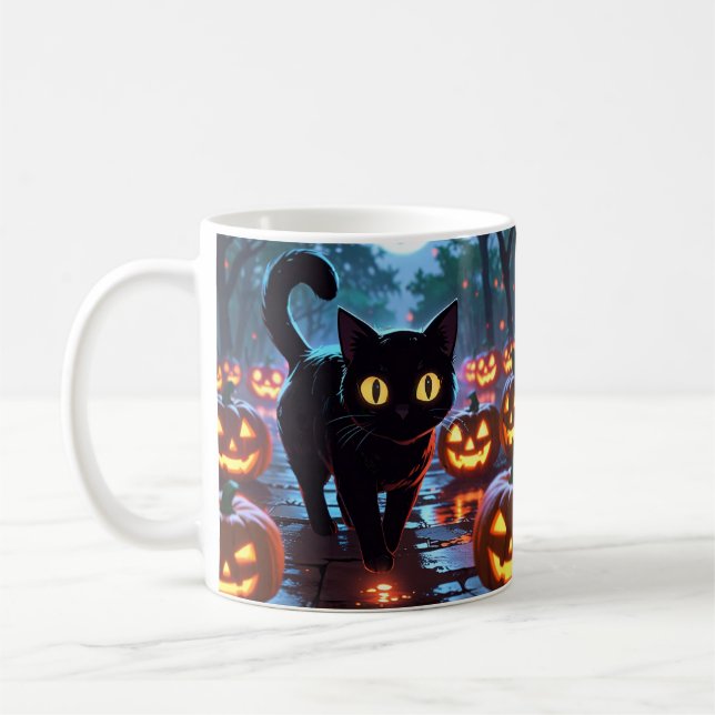 Taza De Café Mug Cat Halloween - Mug Anime Spooky (Izquierda)