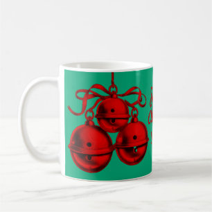 Taza De Café Mug cerámica de las campanas rojas y verdes
