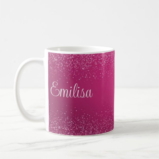 Taza De Café Mug cerámica de nombre espumoso rosado personaliza (Izquierda)