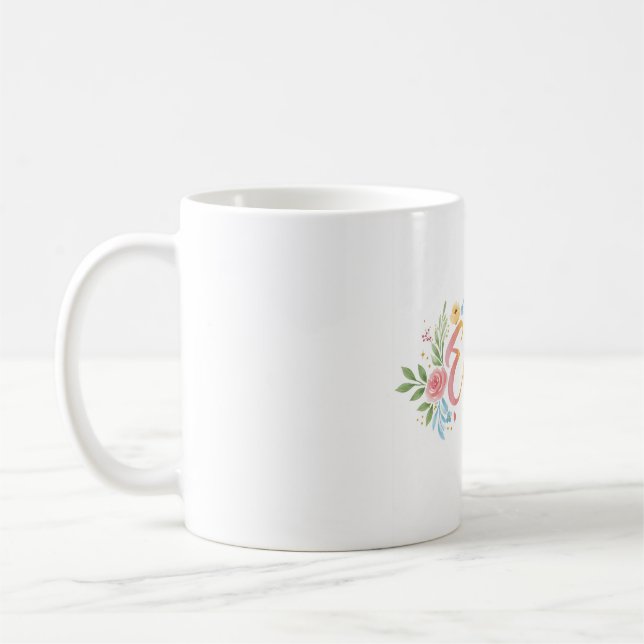 Taza De Café Mug cerámica floral de arcoiris personalizada - Pe (Izquierda)