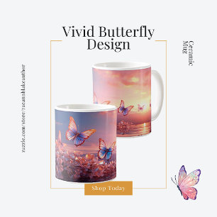 Taza De Café Mug cerámico de diseño de mariposas Vivid