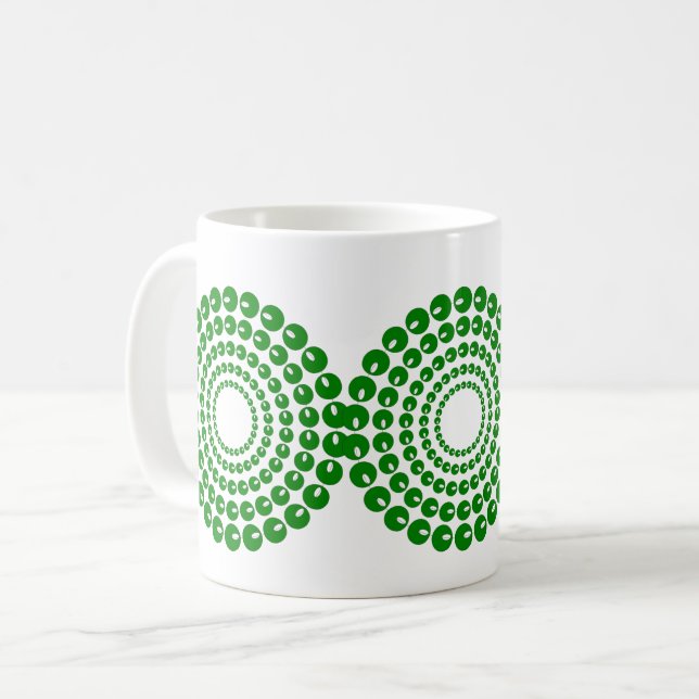 Taza De Café Mug - Círculos concéntricos en cuentas verdes (Anverso izquierdo)