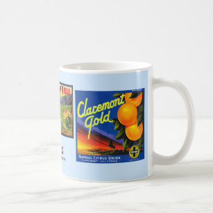 Taza De Café Mug - Claremont CA - Etiquetas de la tasa de fruta