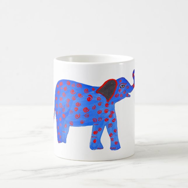 Taza De Café Mug. clásica de dibujo de elefante azul (Centro)