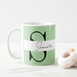 Taza De Café Mug clásica de monograma verde pastel - Personaliz