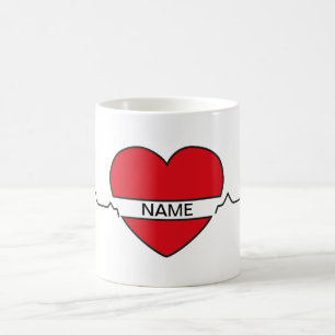 Taza De Café Mug Clásico Básico Oscuro Heart Beat, 325 ml