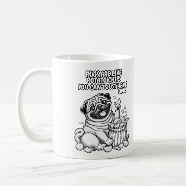 Taza De Café Mug clásico con Pug y papas fritas (Izquierda)