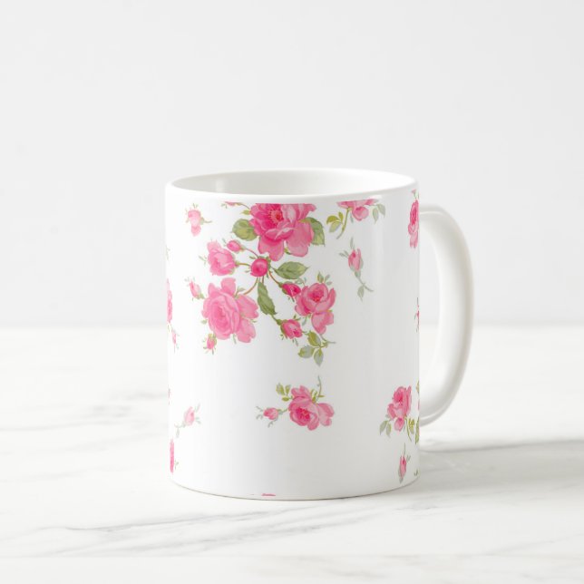 Taza De Café Mug clásico con rosas rosas rosas (Anverso derecho)