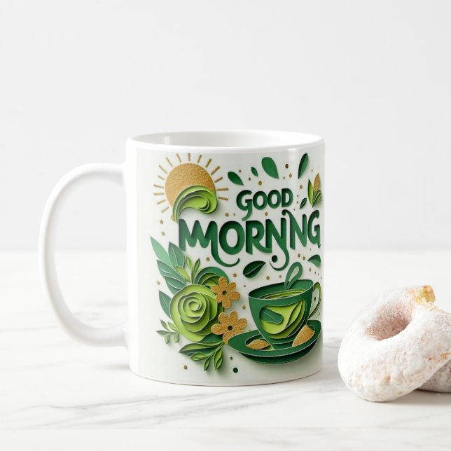 Taza De Café Mug clásico de Buenos días (Con donut)