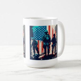 Taza De Café Mug clásico de soldados estadounidenses de 15 onza