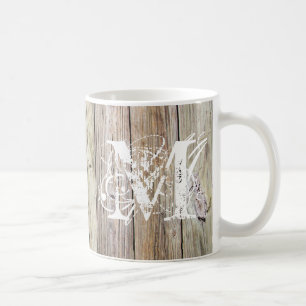 Taza De Café Mug Clásico Monogramado de Madera Meteorológica