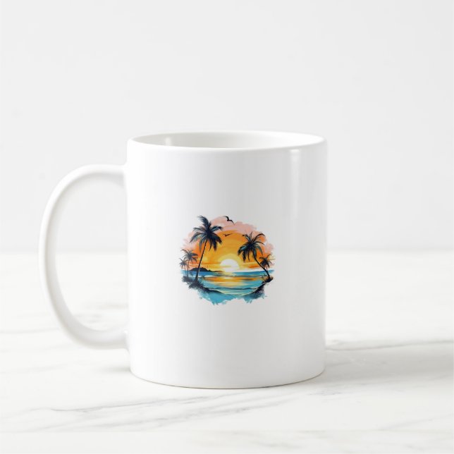 Taza De Café Mug Classique Coucher de Soleil Tropical – Design  (Izquierda)