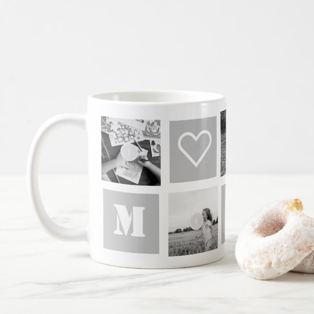 Taza De Café Mug Collage de fotos de Mamá moderna (Con donut)