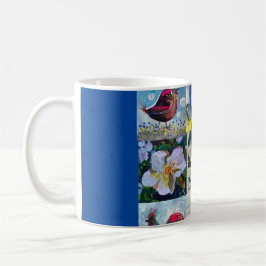 Taza De Café Mug con aves y flores
