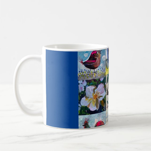 Taza De Café Mug con aves y flores (Izquierda)