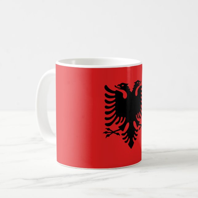 Taza De Café Mug con bandera de Albania (Anverso izquierdo)