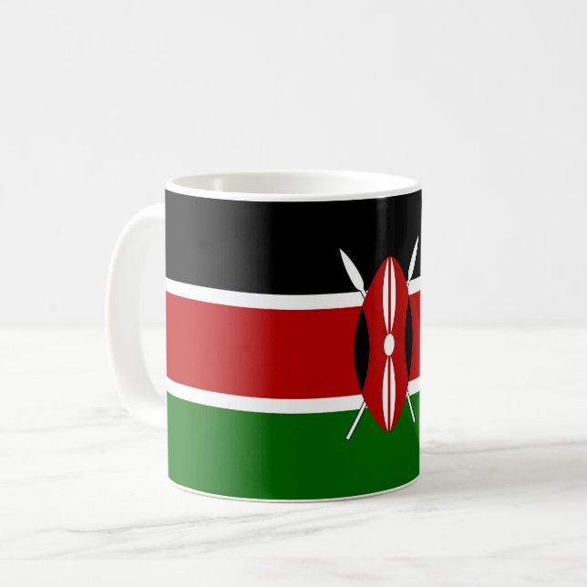 Taza De Café Mug con bandera de Kenia (Anverso izquierdo)