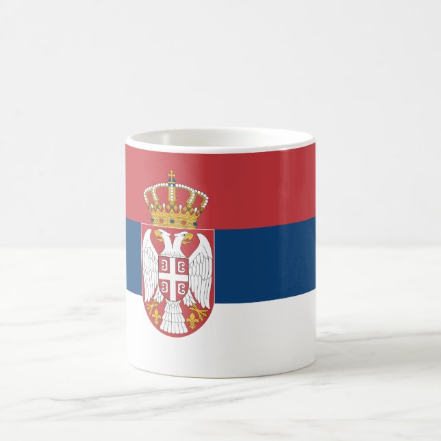 Taza De Café Mug con bandera de Serbia (Centro)