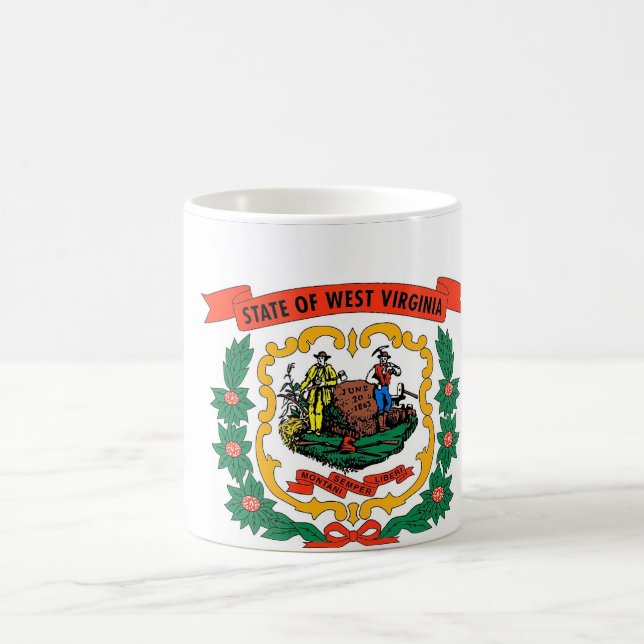 Taza De Café Mug con bandera del estado de Virginia Occidental  (Centro)