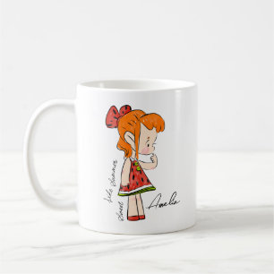 Taza De Café Mug con Chica vestido con sandía