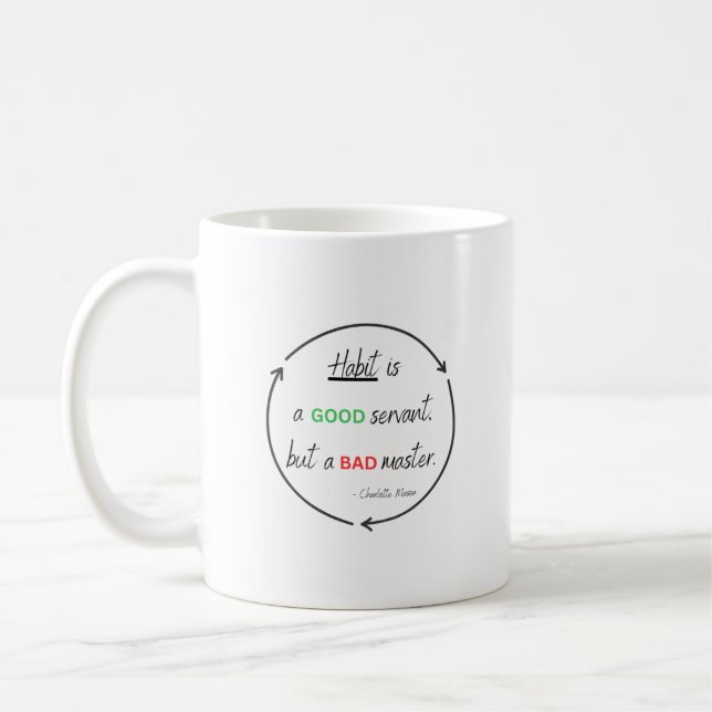 Taza De Café Mug con cita de hábito (Izquierda)