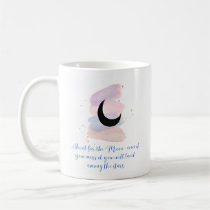 Taza De Café Mug con cita y diseño de luna pastel
