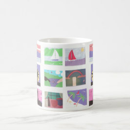 Taza De Café Mug con coloridas escenas al aire libre
