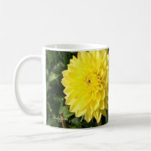 Mug con cúmulo de dahlias amarillas
