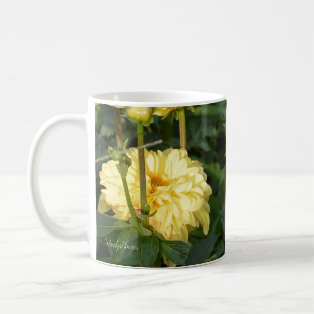 Taza De Café Mug con dahlias amarillas (Izquierda)