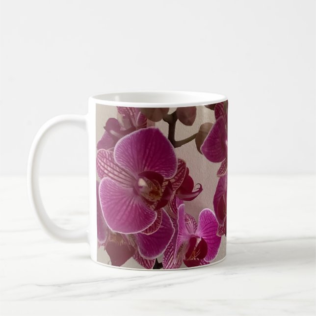 Taza De Café Mug con diseño de orquídeas  (Izquierda)
