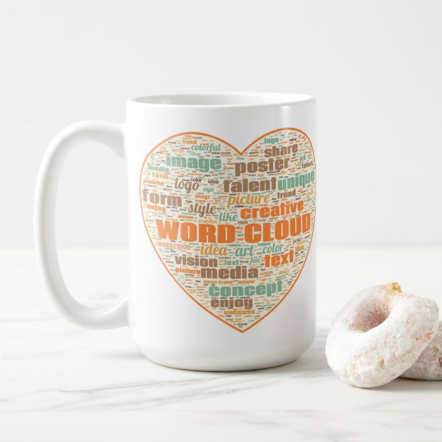 Taza De Café Mug con dos impresiones - Word Cloud (Con donut)